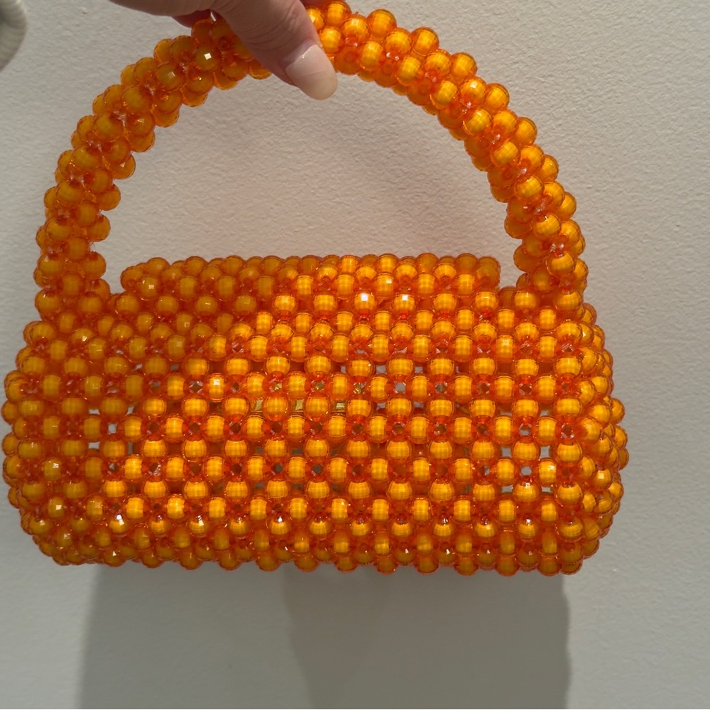 Perade Aniya Handcrafted In Nigeria Orange Glass Beaded Handbag - Picture 3 of 12